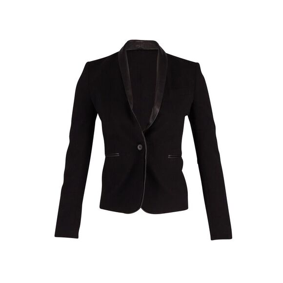 Maje Contrast Trim Blazer in Black Wool - Picture 1 of 3